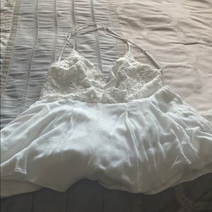 White Romper with open back